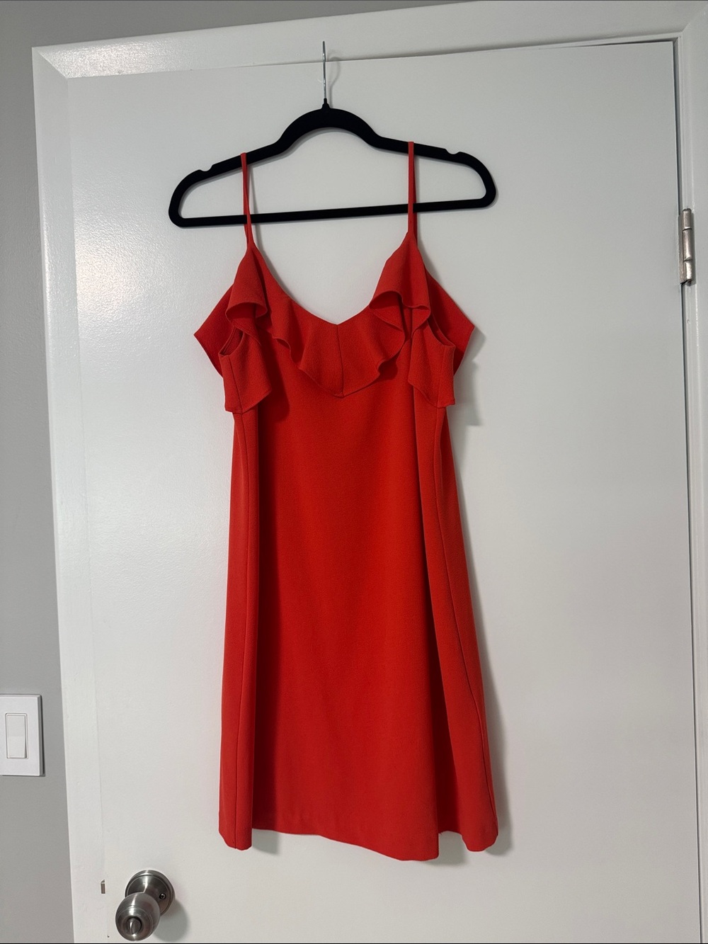Felicity & Coco Coral-Red Ruffle Slip Mini Dress
